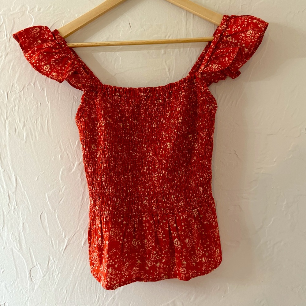 00 Madewell Peplum Smocked Top